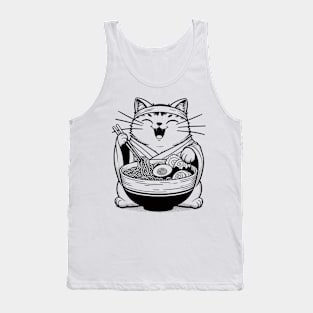 Retro Japanese Kawaii Anime Ramen Cat Tank Top